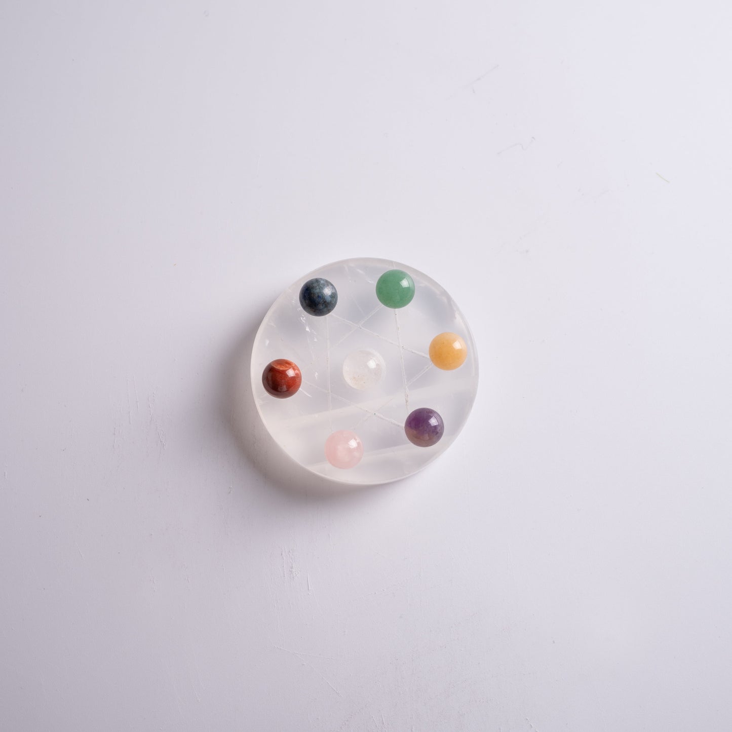 Chakra stone set with hexagram stand, beautifully packaged as a gift.