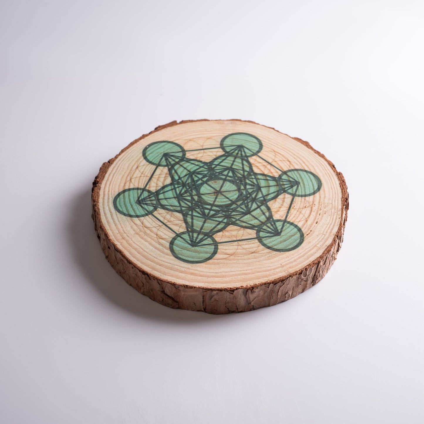 Crystal charging grid with Metatron’s Cube art in elegant gift box.