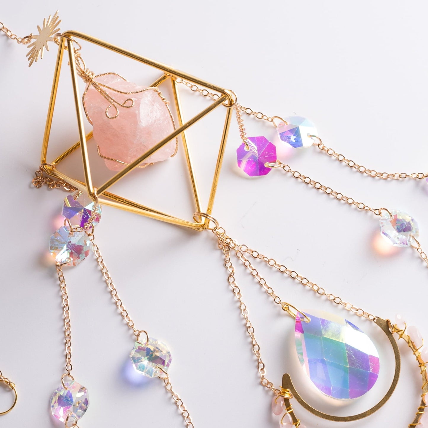 Sun catcher gift box with real crystal and moon gemstone, perfect for women.