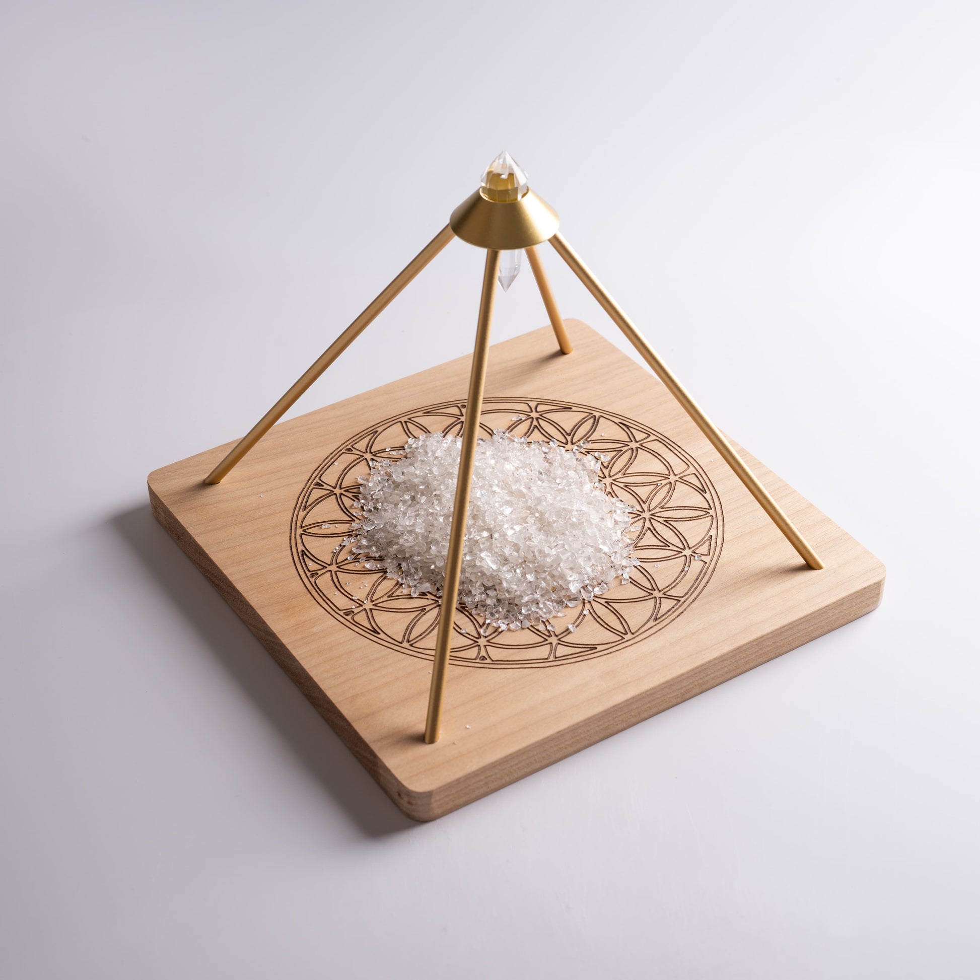 Copper pyramid for crystal grid used in meditation and spiritual rituals.