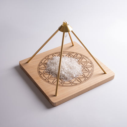 Copper pyramid for crystal grid used in meditation and spiritual rituals.