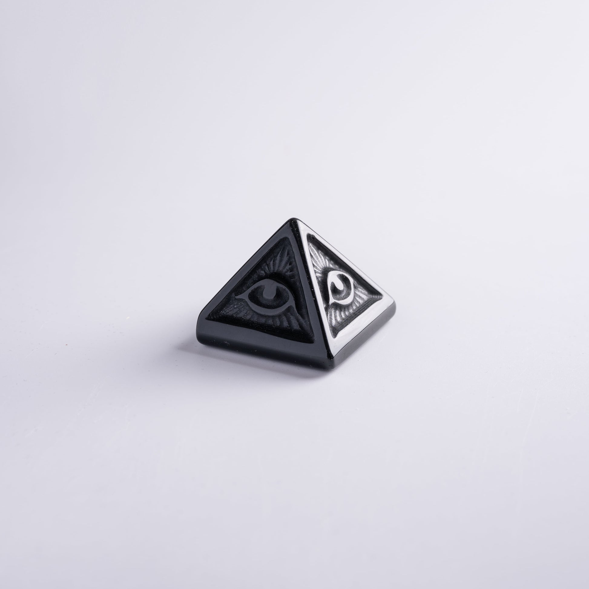 Evil eye pyramid triangle illuminati inspired charm in gift box.