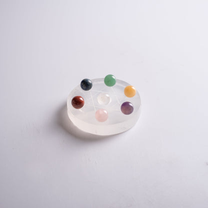 Healing crystal set arranged for meditation and energy healing.