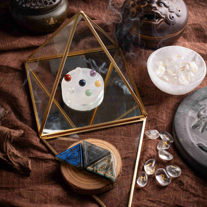 Protection & Cleansing Energy crystal set with Eye of Horus, selenite bowl, and chakra stones.